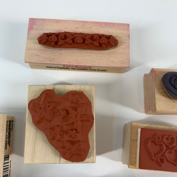 Vintage Collection of Ink Stamps hearts stars Christmas - Picture 6 of 7